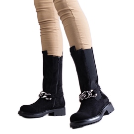 Crne ženske gležnjače ukrašene Yasarna lancem crna