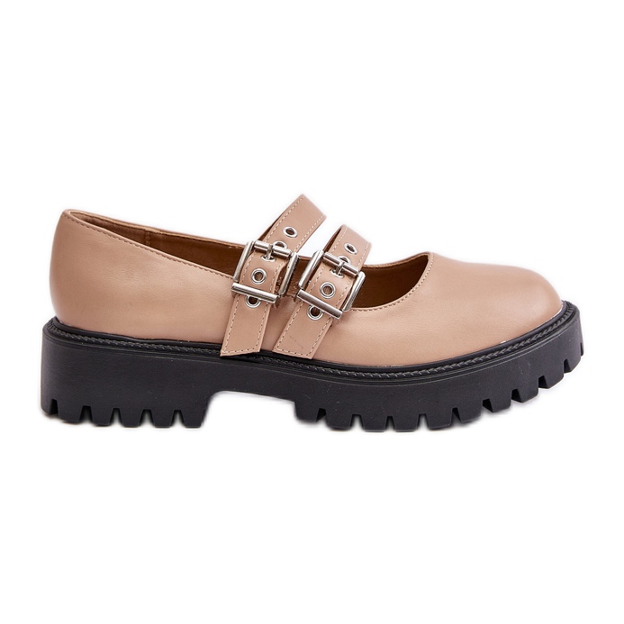 Ženske cipele s remenčićima od eko kože, bež Terione