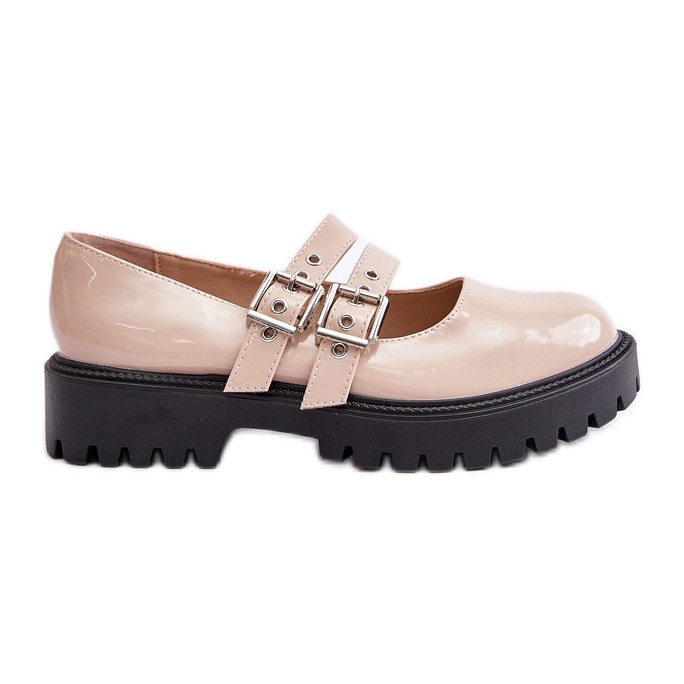 Ženske cipele s lakiranim bež remenima Terione