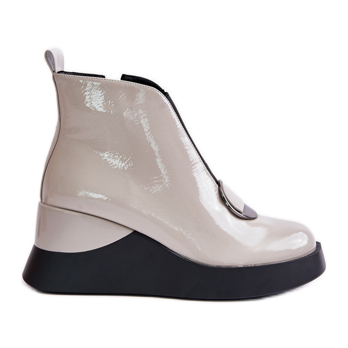 S.Barski Lakirane čizme na tanku izolaciju D&amp;A MR880-136 svijetlosive siva