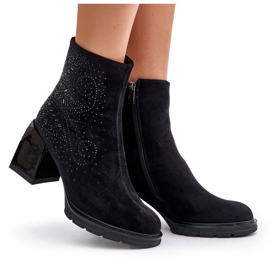 S.Barski Izolirane ženske čizme na visoku petu s ukrasom D&amp;A MR880-130 crne crno