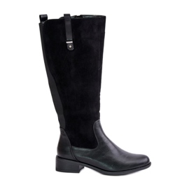 Jezzi Ženske izolirane čizme preko koljena s patentnim zatvaračem crne Ivasira crna