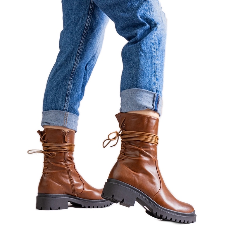 Smeđe gležnjače od Sahera eko kože smeđa