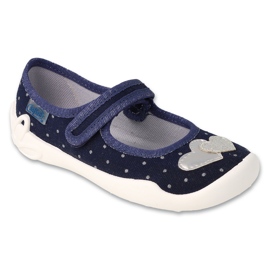 Befado dječje papuče na čičak, aplikacija srce, 114Y545, tamnoplava