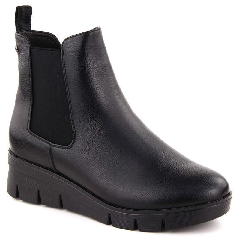 Ženske gležnjače s klinom, crne Potocki 12433 crno