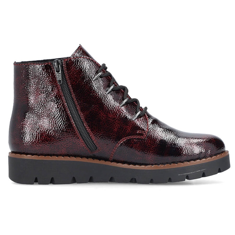 Ženske bordo lakirane gležnjače Rieker 44902-35 crvena