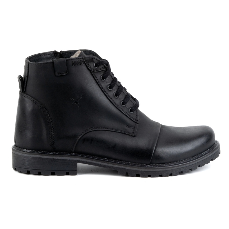 Olivier Muške zimske kožne čizme 137 tamnoplave – Cipele s patentnim zatvaračem plava