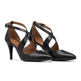 BUTDAM Xena crne plesne štikle sa špicastim vrhom i naramenicama crna