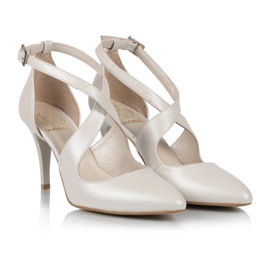 BUTDAM Xena zašiljene plesne potpetice s remenčićima bež