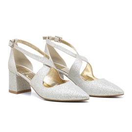 BUTDAM Vjenčane cipele na nisku petu sa srebrnim svjetlucavim Alba remenima srebro