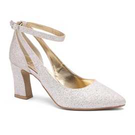 BUTDAM Srebrne Mila svjetlucave, stabilne salonke s remenom oko gležnja srebro