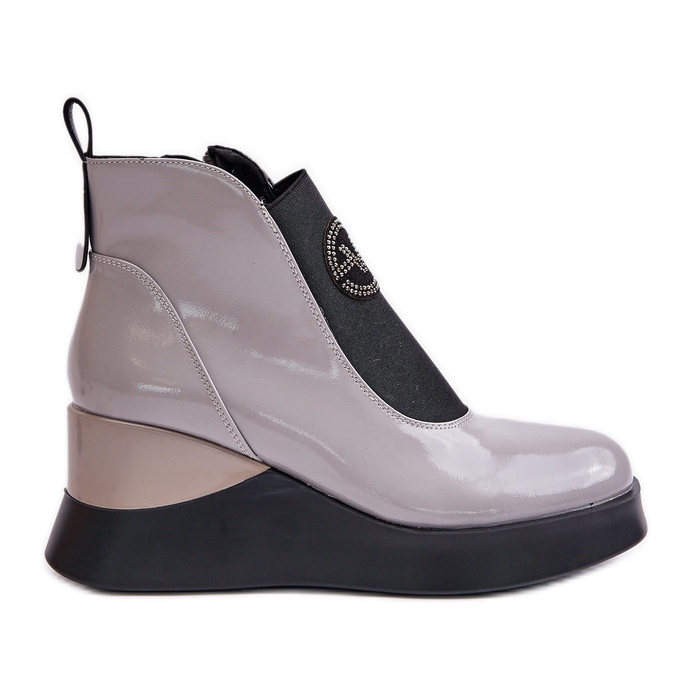 Lakirane tanke čizme, izolirane Vinceza 66703, sive siva