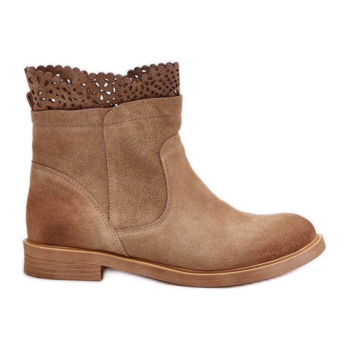 Lewski Shoes Niske ženske ravne čizme Suede Lewski 3624 Bež