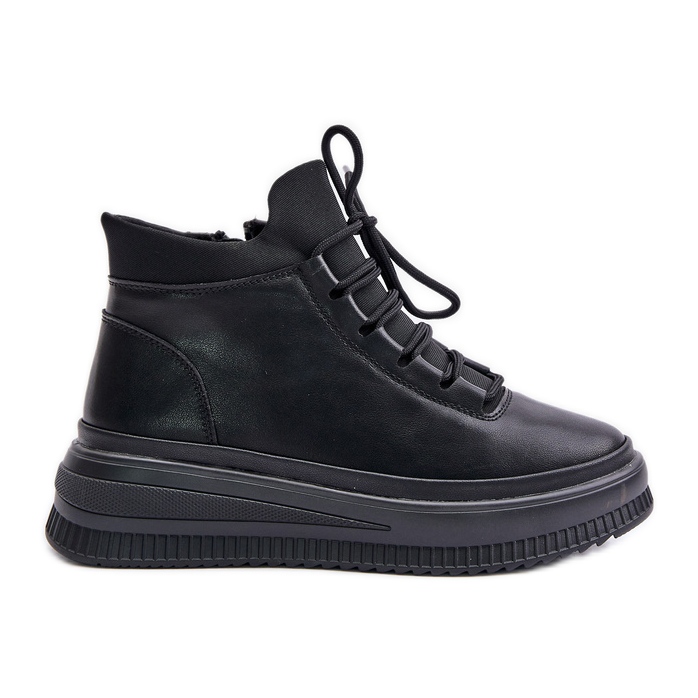 Lagane kožne sportske cipele na Artiker platformi 55C1041 crne crno