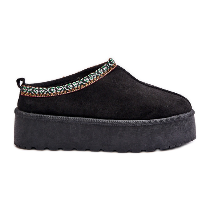 Ženske papuče s platformom i vezom, crne Neroma crno