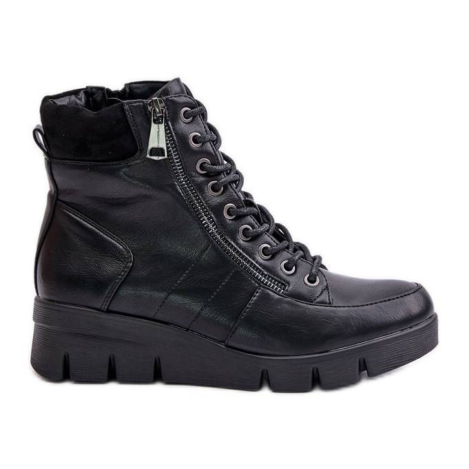 Lagane, izolirane ženske gležnjače na platformu i wedge, Black Savindria crno