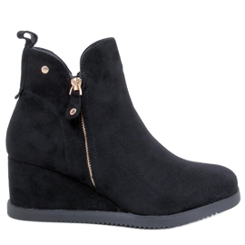 Paxten Crne gležnjače na klin od brušene kože crna