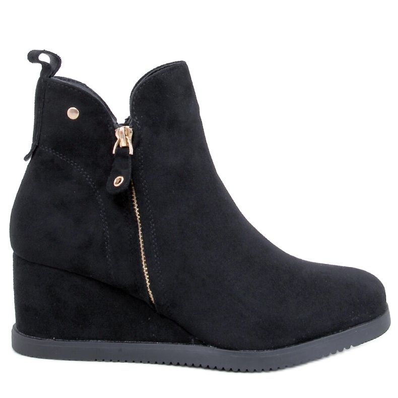 Paxten Crne gležnjače na klin od brušene kože crno