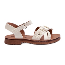 Djevojke sandale pričvršćene čičak s bijelim cvjetovima bijela
