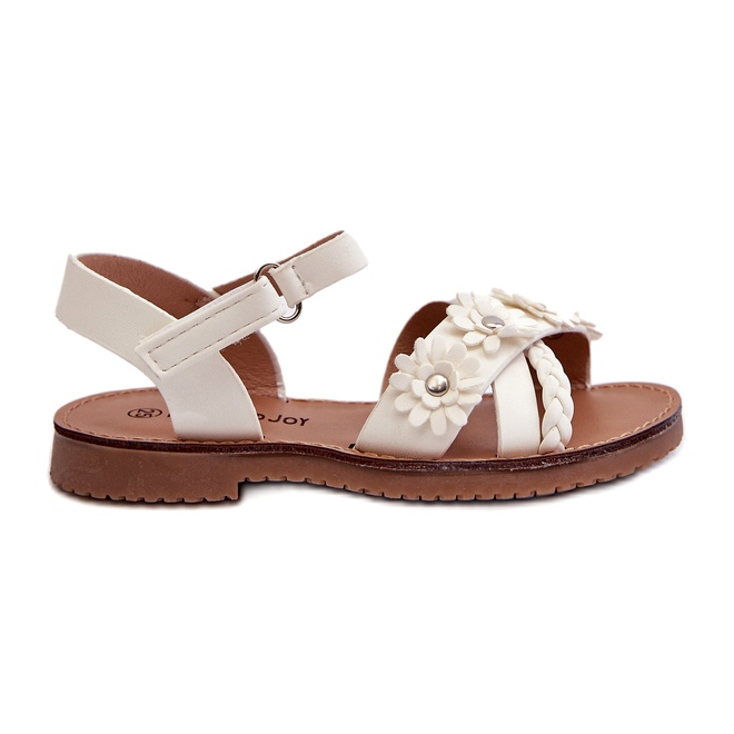 Djevojke sandale pričvršćene čičak s bijelim cvjetovima bijela