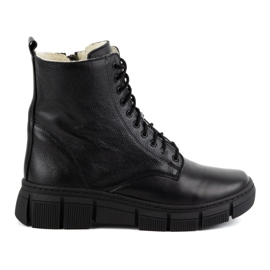 WASAK Ženske zimske izolirane kožne čizme 0660W crne crna