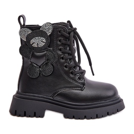 Izolirane gležnjače za djevojčice s medvjedićem i patentnim zatvaračem, Black Relobia crno