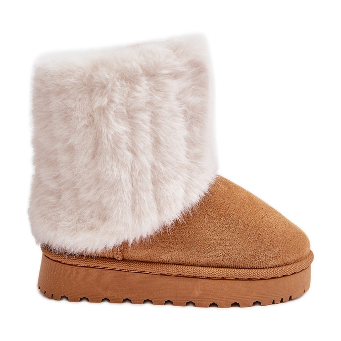 Crisie dječje čizme za snijeg s devinim krznom smeđa