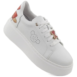 Kožne sportske cipele na platformu bijele boje Vinceza 89101 bijela