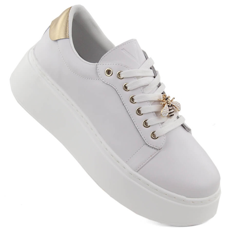 Kožne sportske cipele na platformu bijele boje Vinceza 89101 bijela
