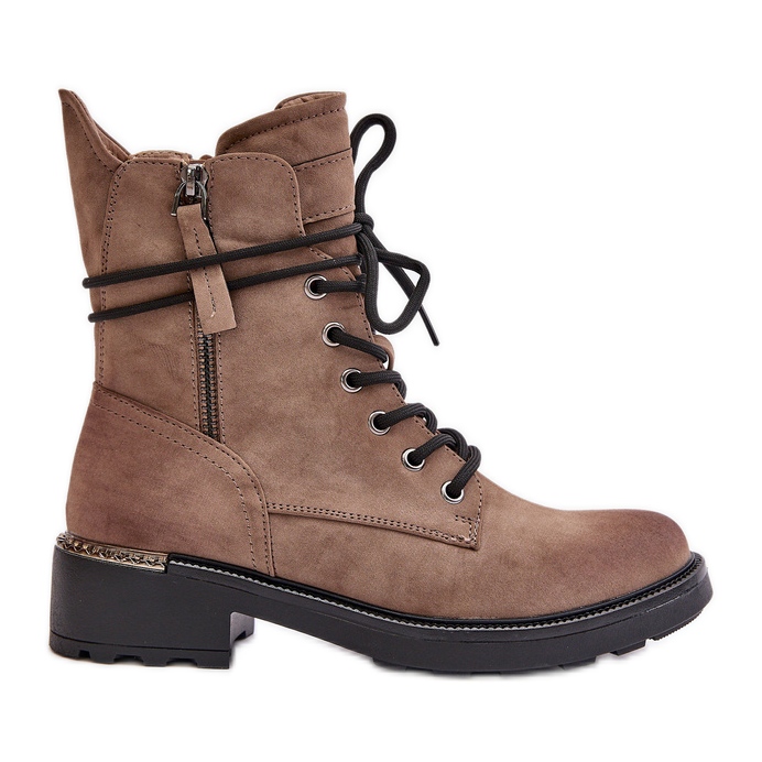 Visoke radne gležnjače s patentnim zatvaračima, tamno bež Maisa