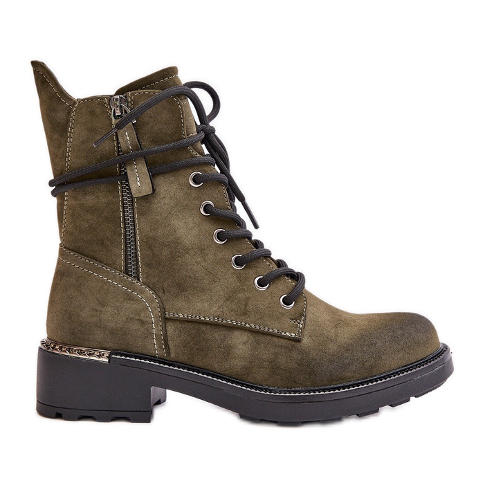 Visoke radničke čizme sa zelenim patentnim zatvaračima Maisa zelena