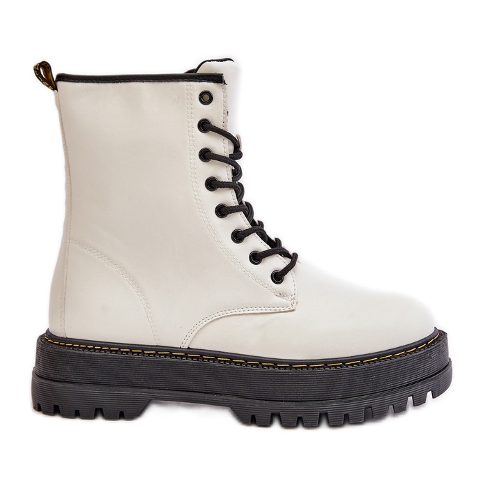 Izolirane radne čizme od eko kože s patentnim zatvaračem, bijeli Naleli bijela