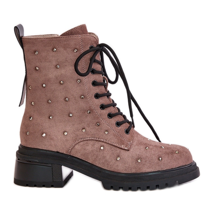 S.Barski Ukrašene ženske radničke čizme izolirane D&amp;A MR880-017 Taupe bež