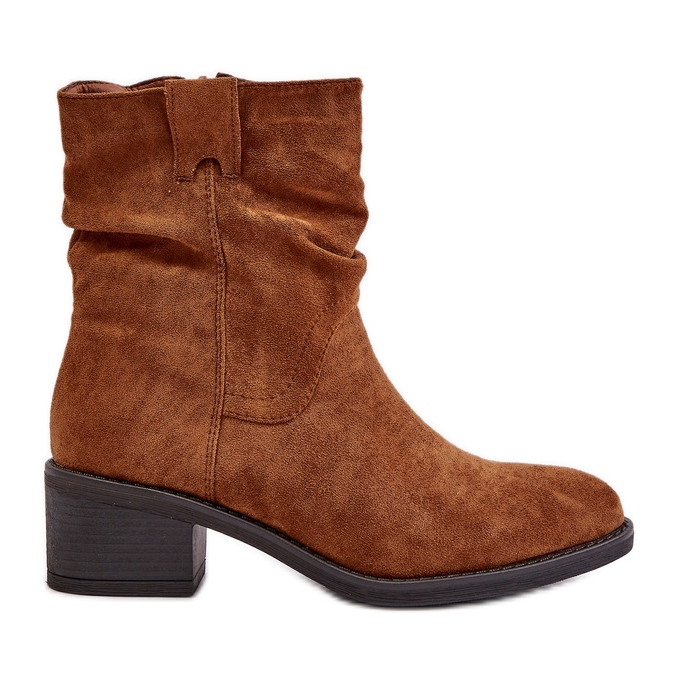 Camel Zinanya izolirane ženske čizme s nabranom gornjom niskom petom smeđa