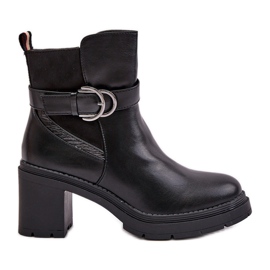 Ženske čizme na visoku petu, tople, s patentnim zatvaračem, crne Inabelle crna