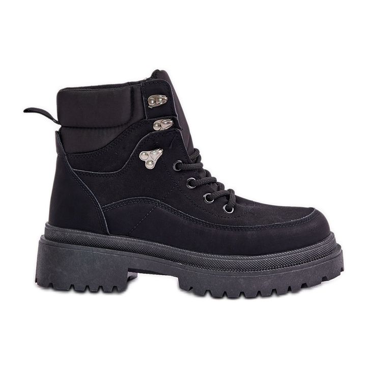 Ženske trapper čizme na vezanje crne Rabaria crno