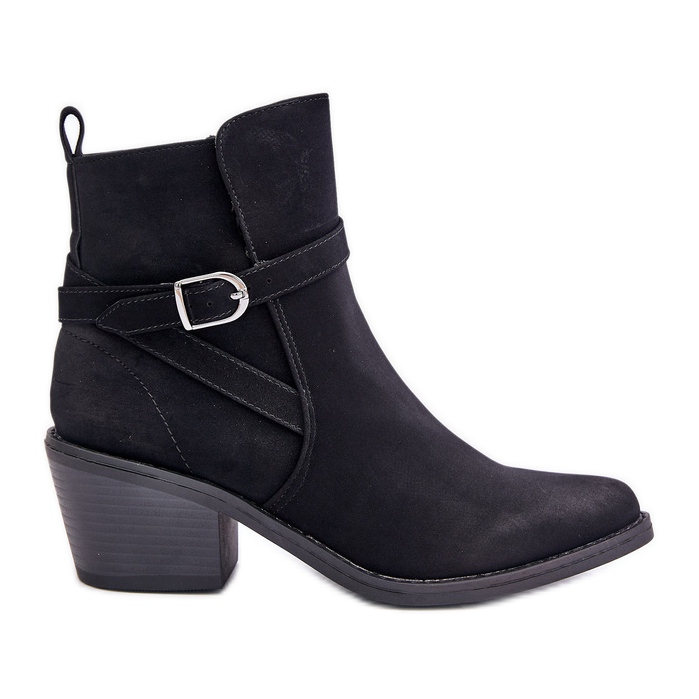 Glamer crne kaubojske čizme na visoku petu sa špicastim vrhovima, izolirane, s patentnim zatvaračem crno