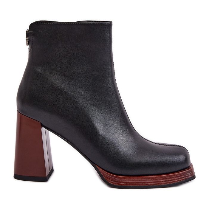 S.Barski Ženske kožne čizme na visoku petu s izolacijom D&amp;A JC42-37 crne crno