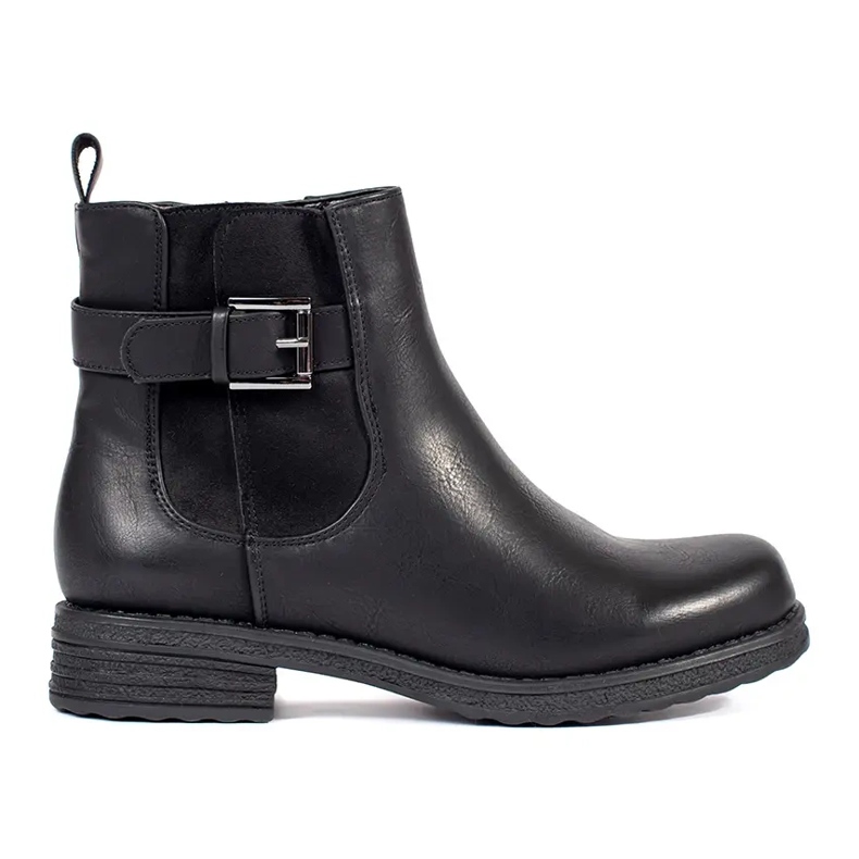 Crne ženske gležnjače s kopčom na nisku petu crno