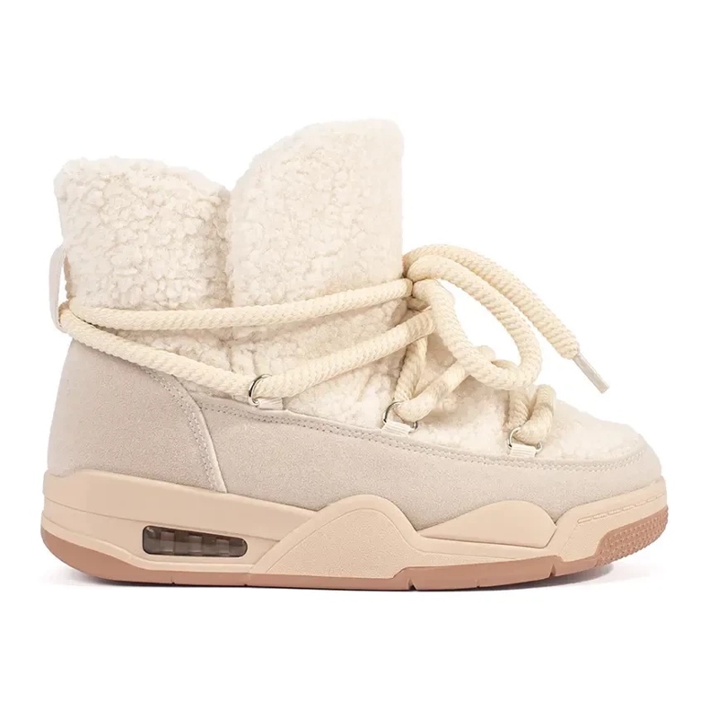 Seastar Bež ženske čizme za snijeg s debelim potplatom