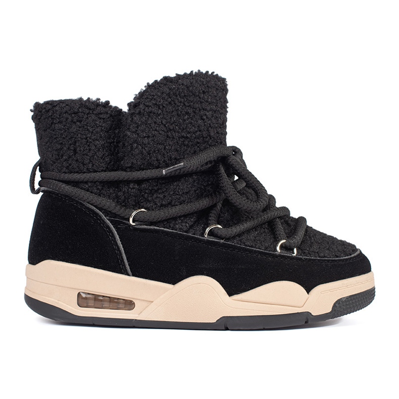 Seastar Crne ženske čizme za snijeg sa debelim đonom crno