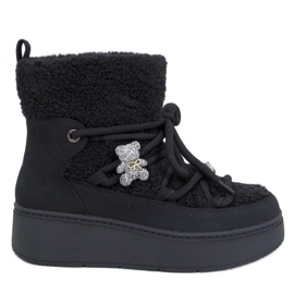 Remati crne čizme za snijeg sa strižicama crna