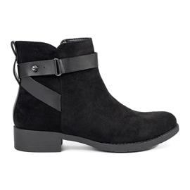 Ženske crne gležnjače od brušene kože s ukrasnim remenom crna