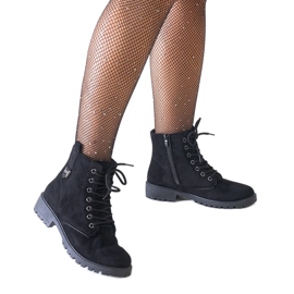 Crne radničke gležnjače od eko brušene kože na platformi Madana crna