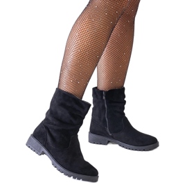 Crne zgužvane gležnjače od Hinda eko antilop kože crna