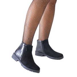 Crne gležnjače s motivom krokodilske kože, eko antilop Mifsada crna