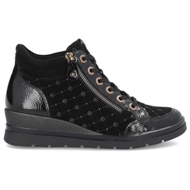 Rieker Ženske kožne logirane čizme, patent Remonte R0773-04 crna