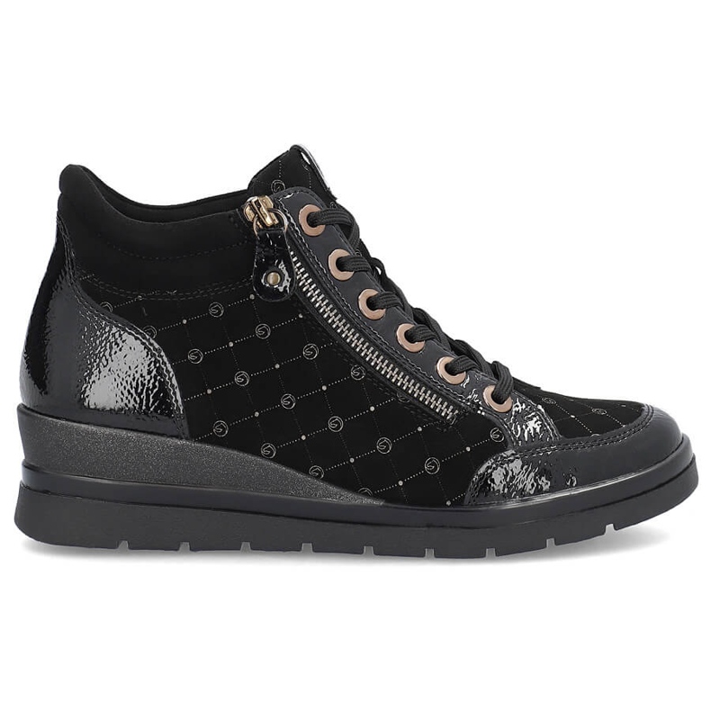 Rieker Ženske kožne logirane čizme, patent Remonte R0773-04 crno