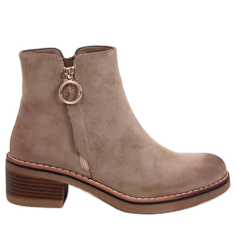 Gležnjače s niskom petom od kaki nubuka Levere bež