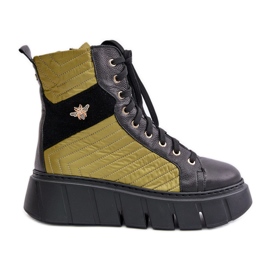 Kožne gležnjače na platformu Maciejka 06751-01 crne crna